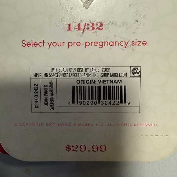 Isabel Maternity by Ingrid Womens Under Belly Skinny Maternity Jeans Blue Sz 14 - Picture 13 of 13